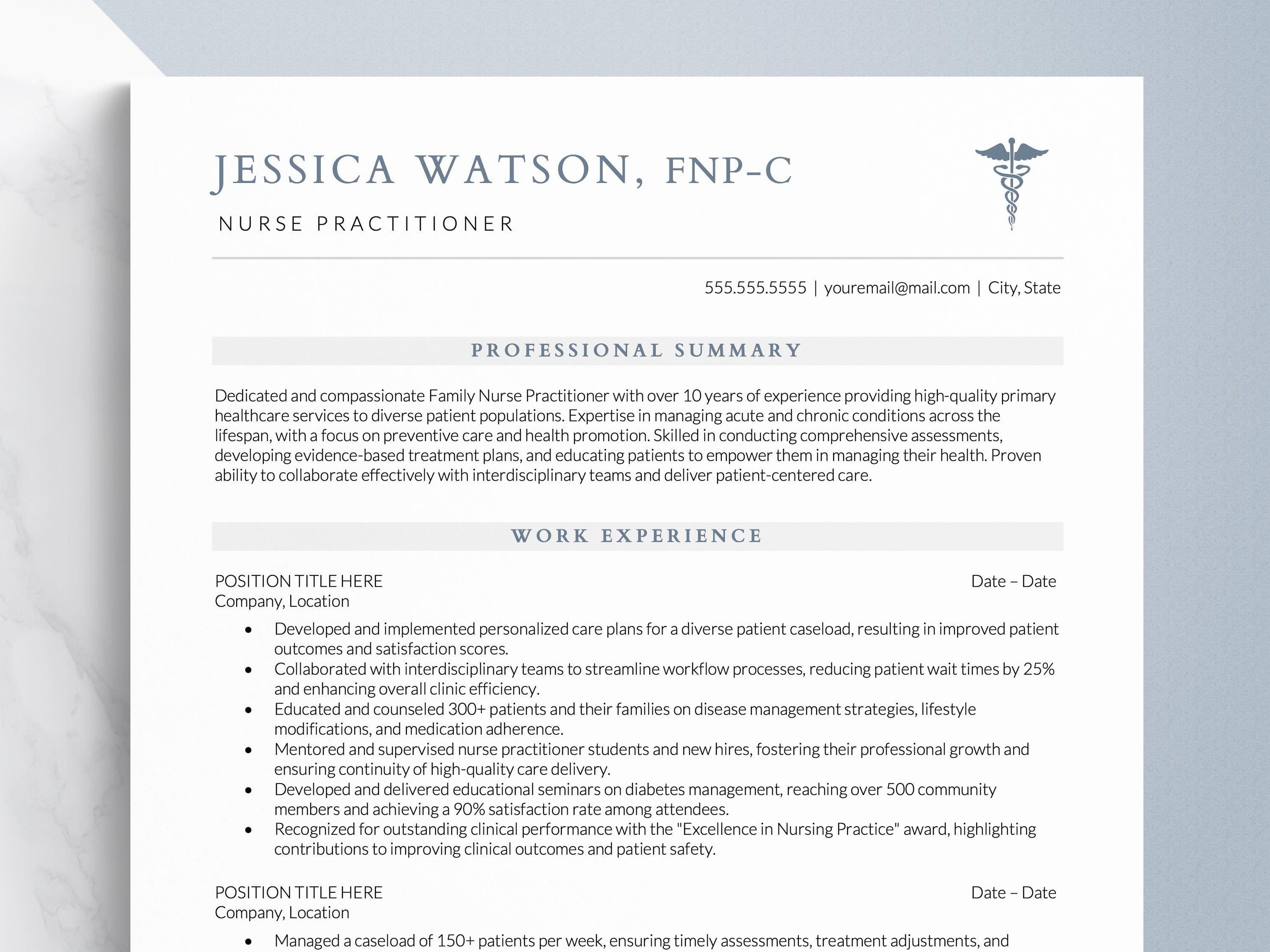 Nurse Practitioner Resume Template for Word Google Docs