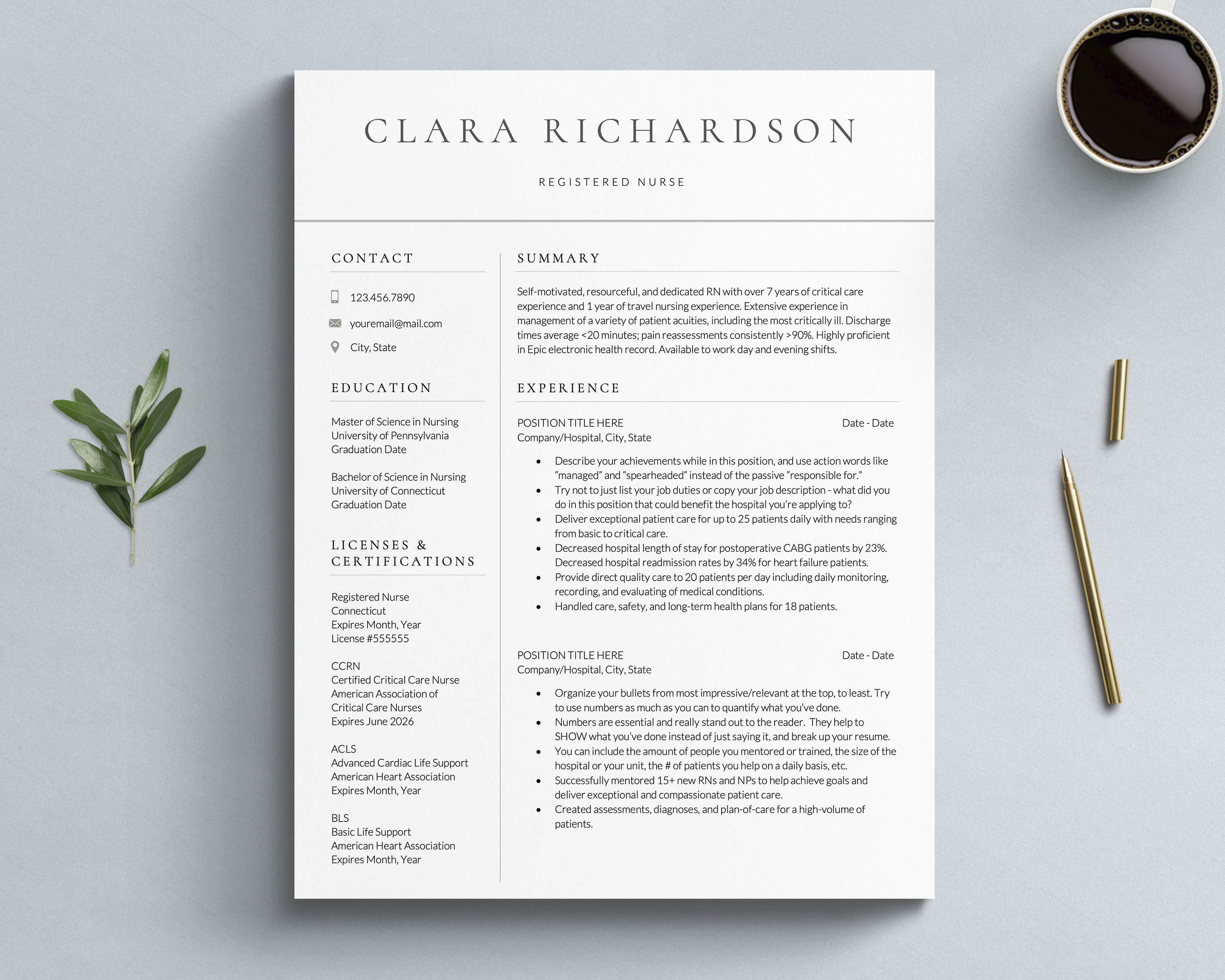 travel nurse resume template