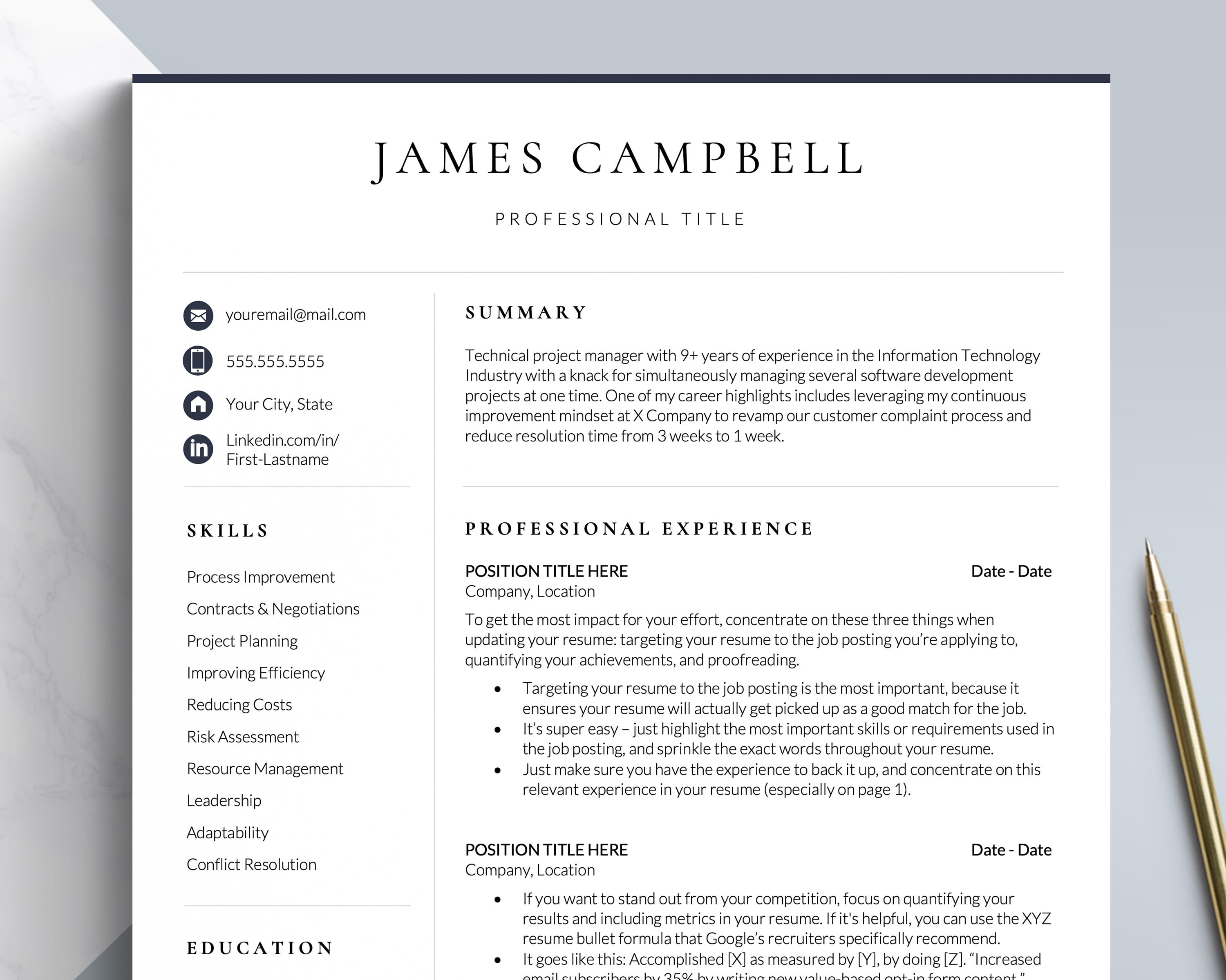 executive director resume template