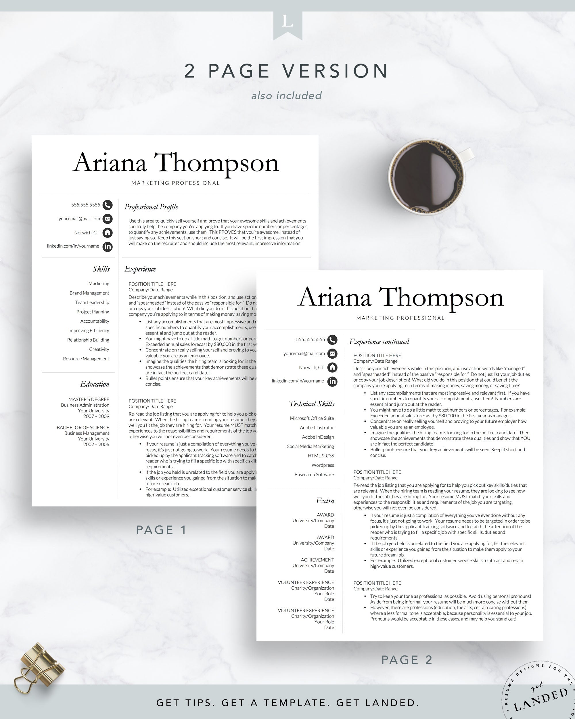 Simple, Professional Resume Template for Word and Pages | The Ariana
