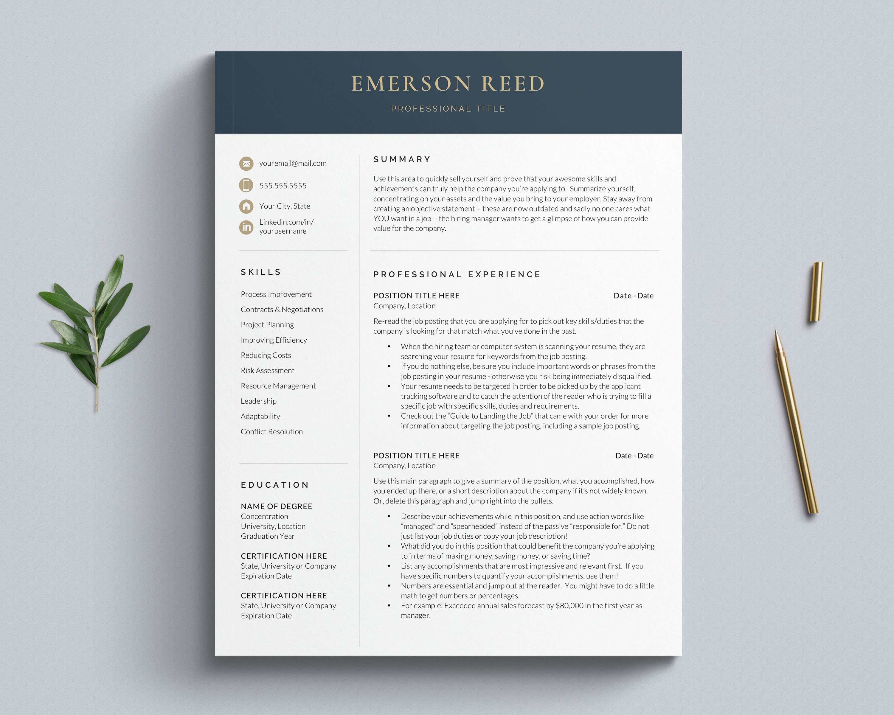Finance CV Template for Word and Pages