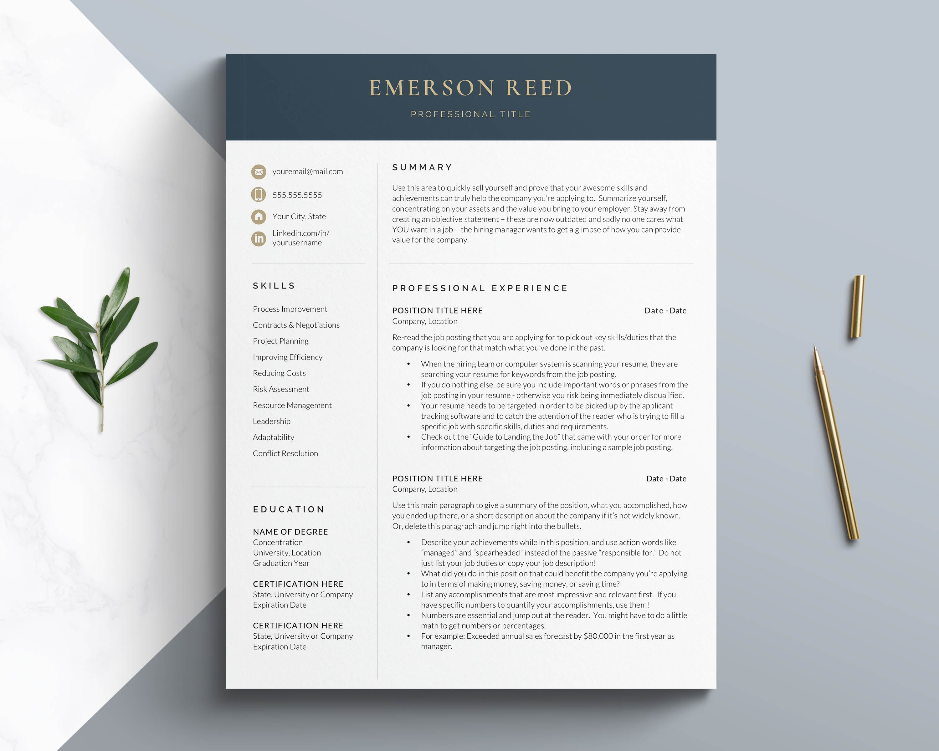 Corporate Finance resume template for word, google docs and apple pages