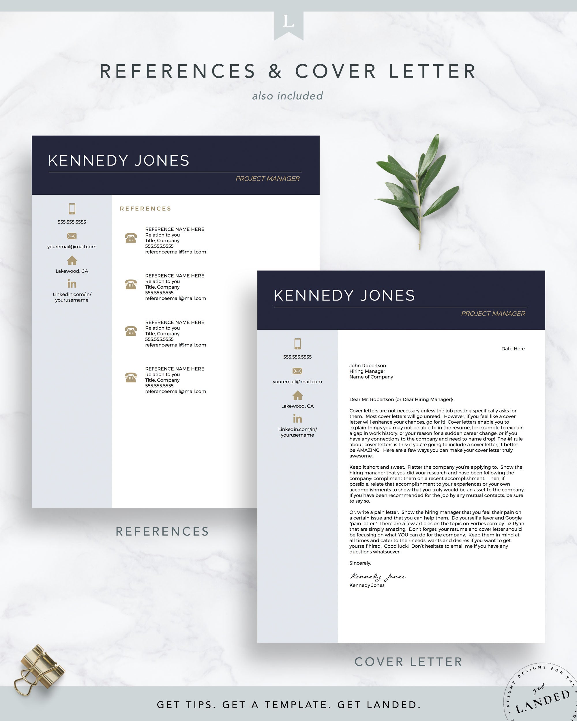 Project Manager Resume Template for Word and Pages | The Kennedy