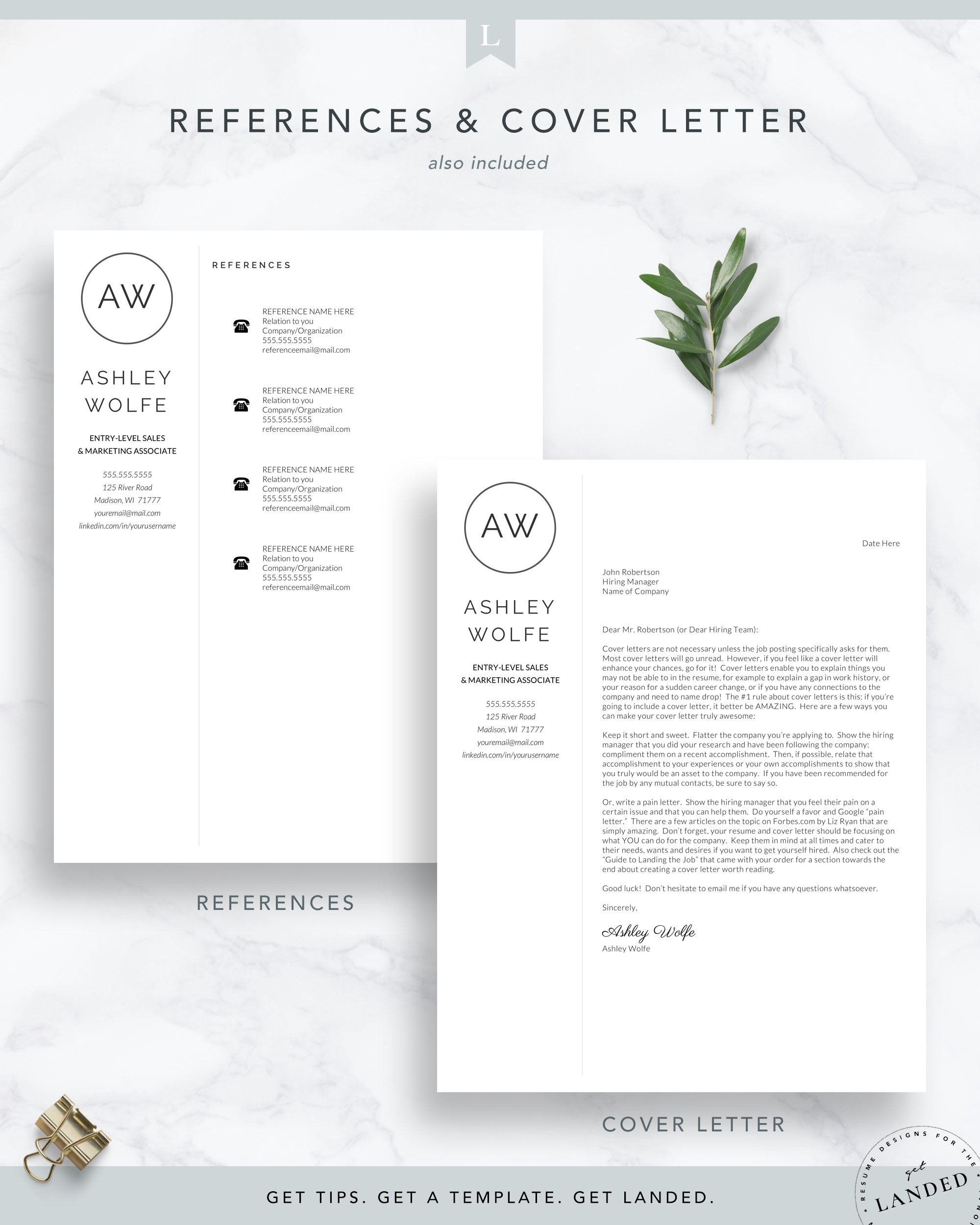 New Graduate Resume Template for Word and Pages | The Wolfe