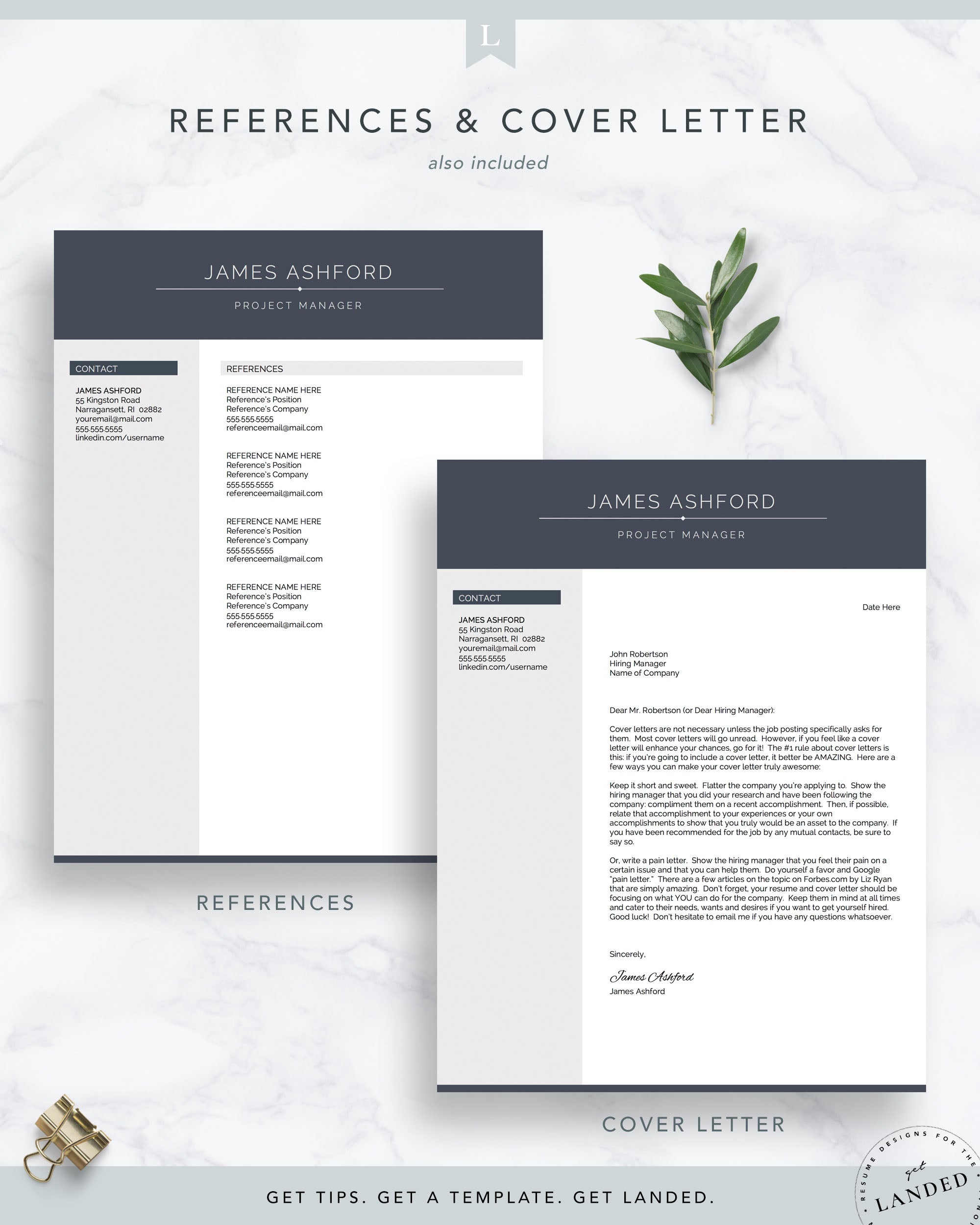 Professional Resume Template for Word and Pages | The Ashford