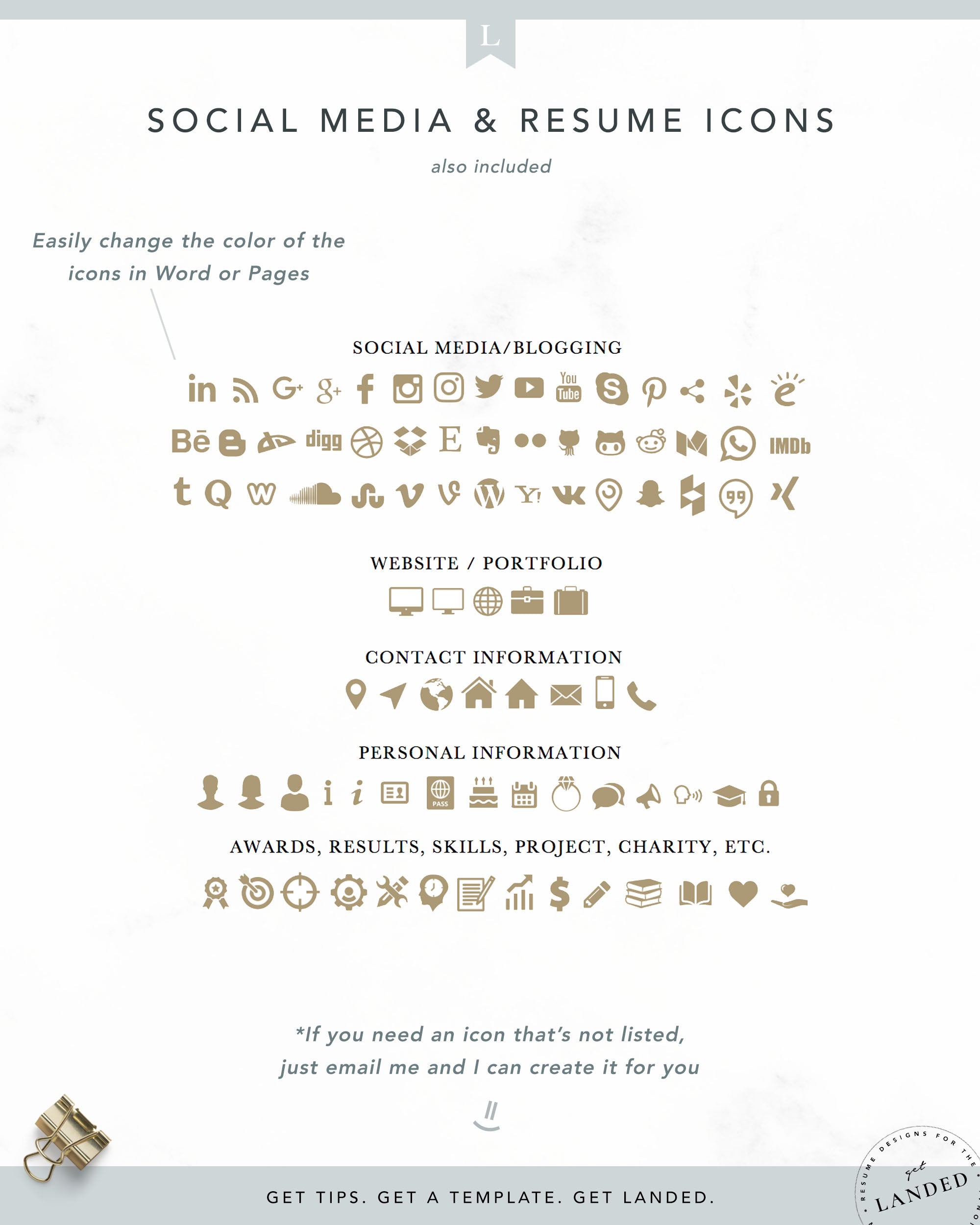 Creative, Stylish Resume Template for Word and Pages | The Emilia