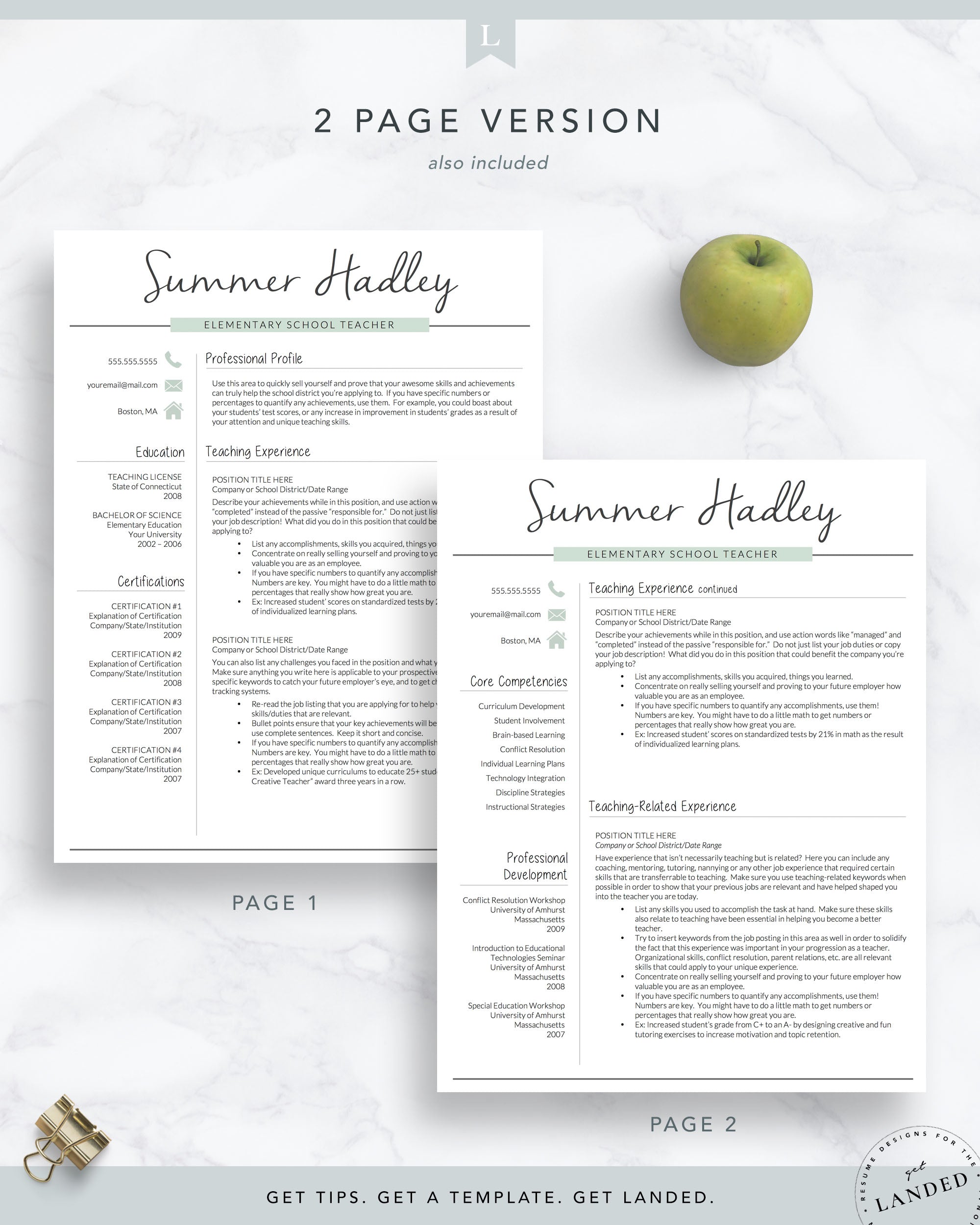 Teacher Resume Template for Word and Pages, Teaching Resume | The Summer