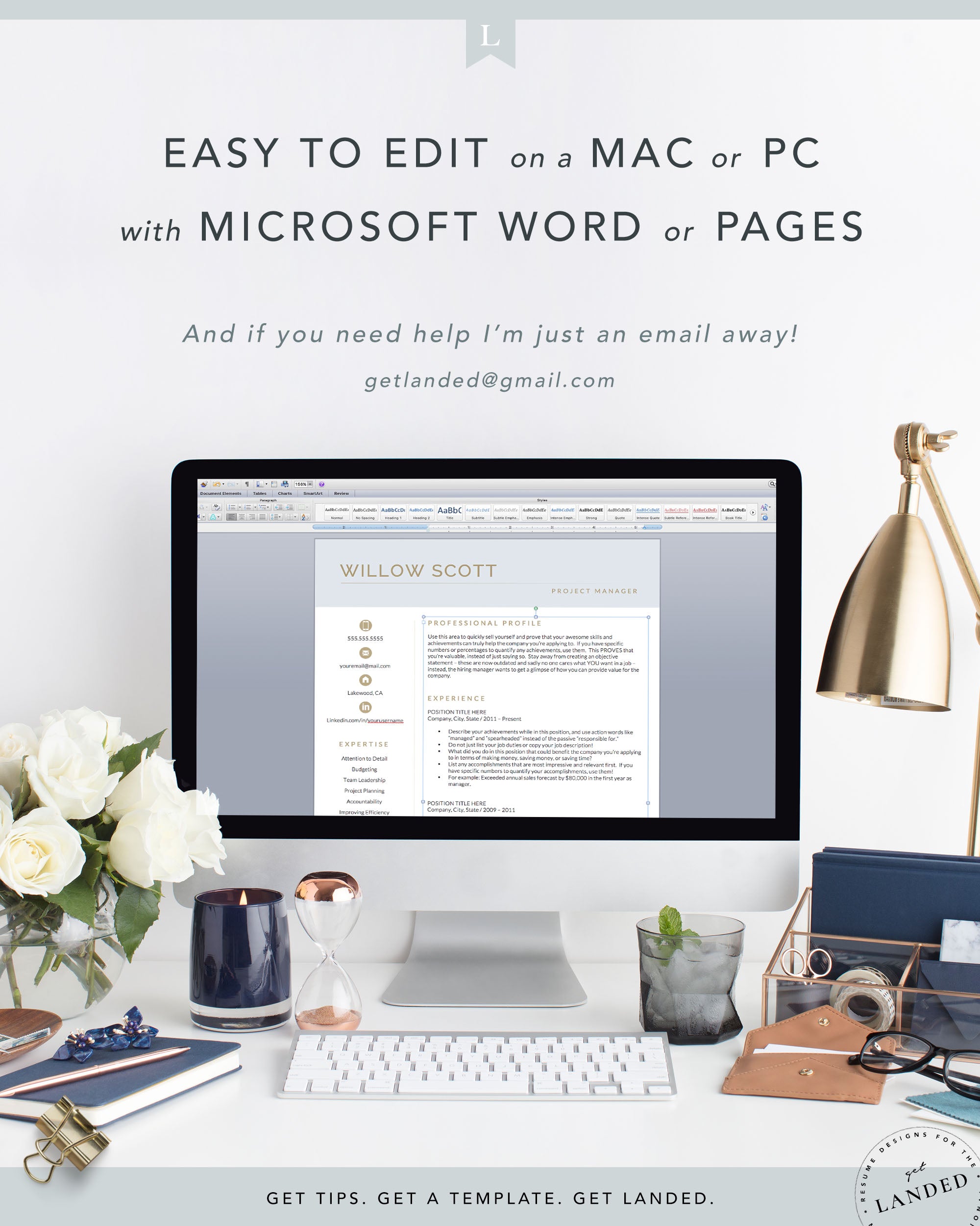 Creative Resume Template for Word and Pages | The Willow