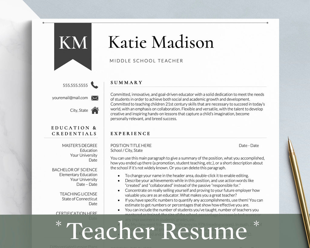 teacher resume templates google docs word mac pages