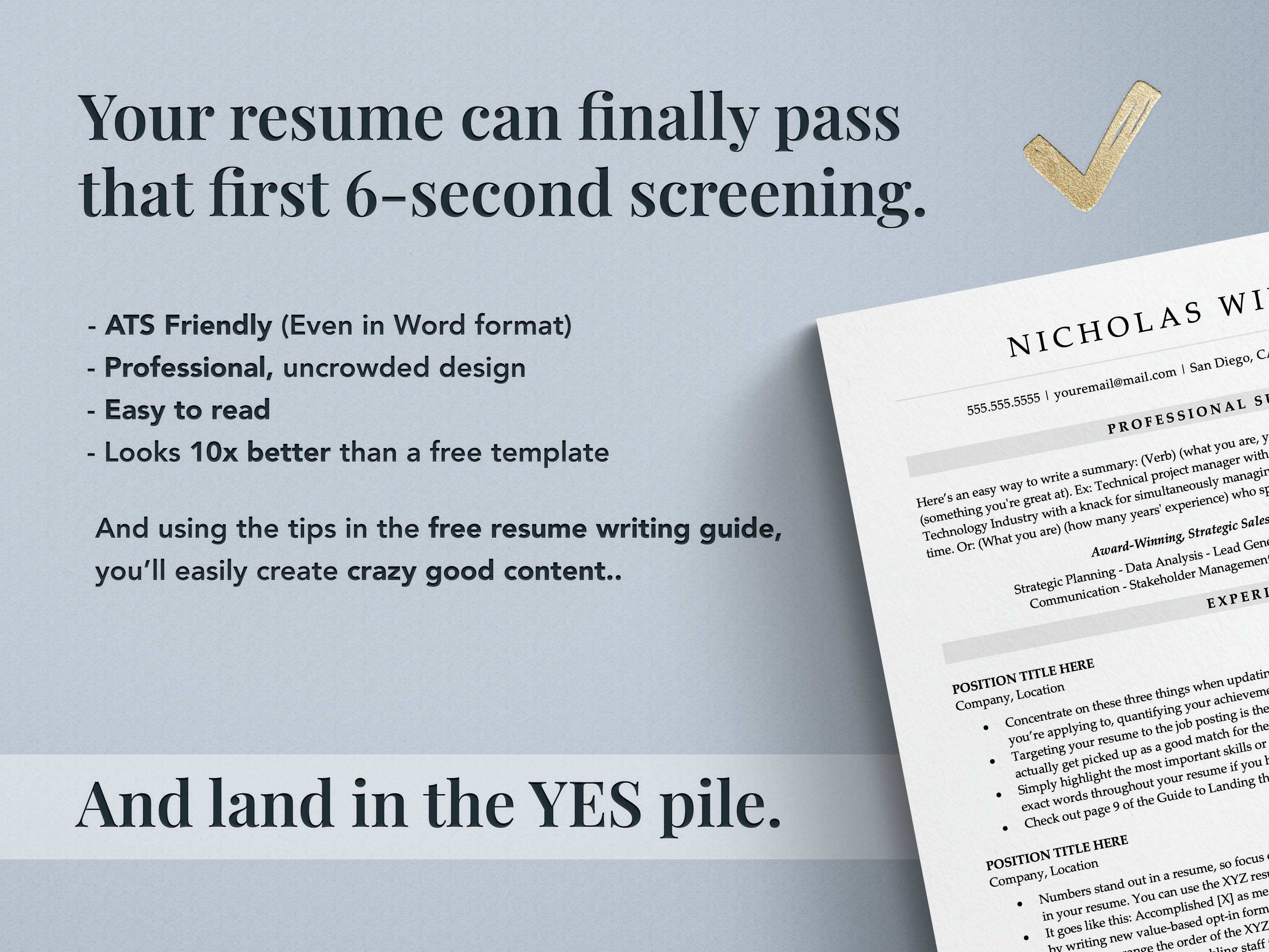 ATS friendly resume template for word