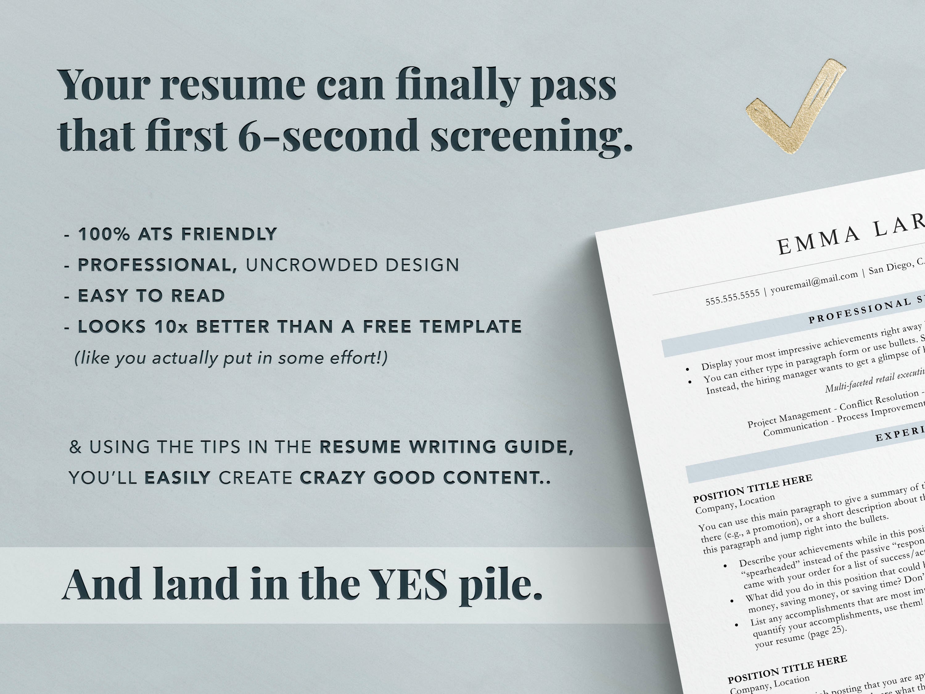 ats friendly one column resume template