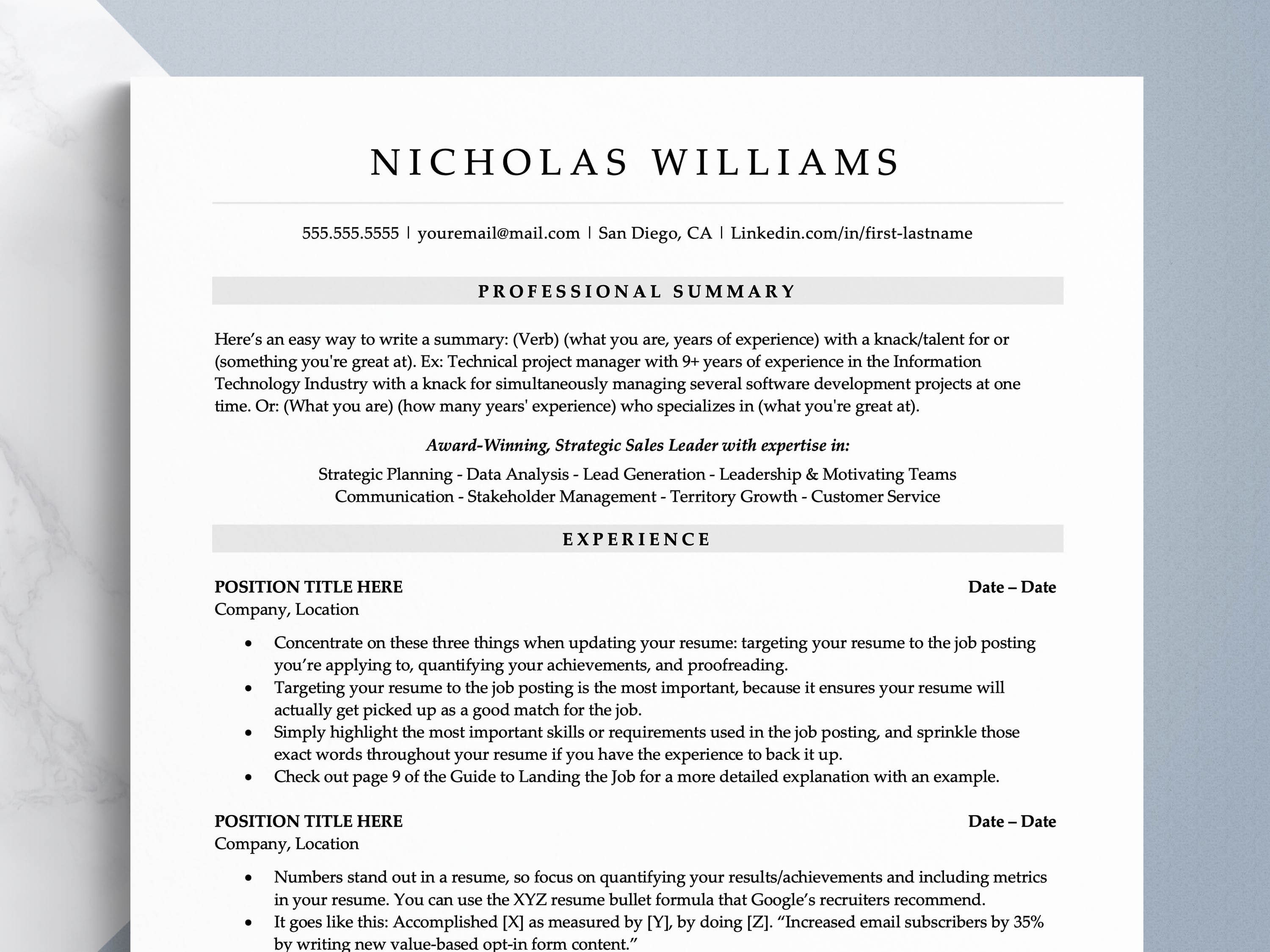 clean minimalist resume template