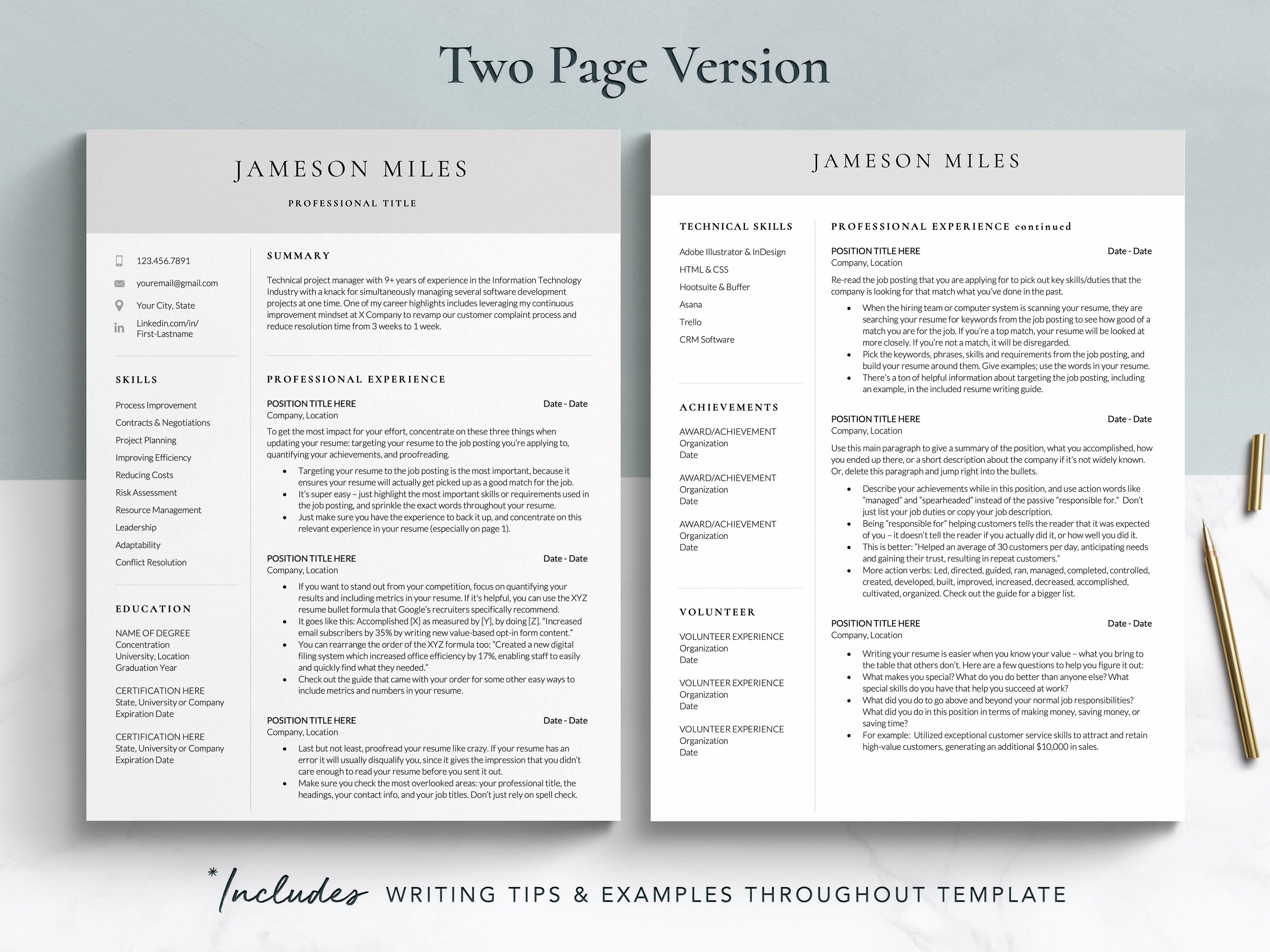 it executive resume template two column resume template