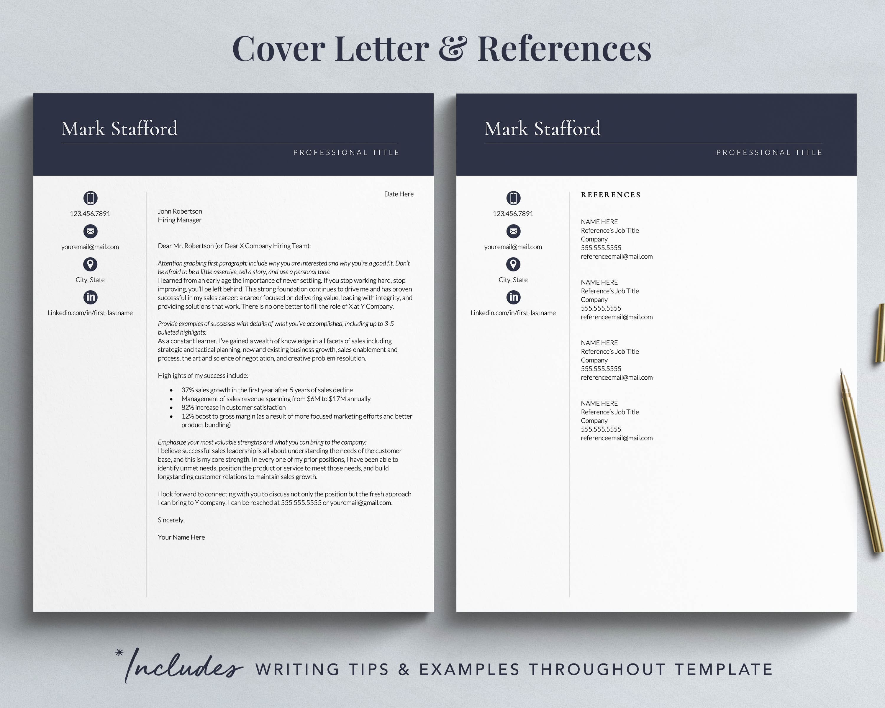resume matching cover letter references