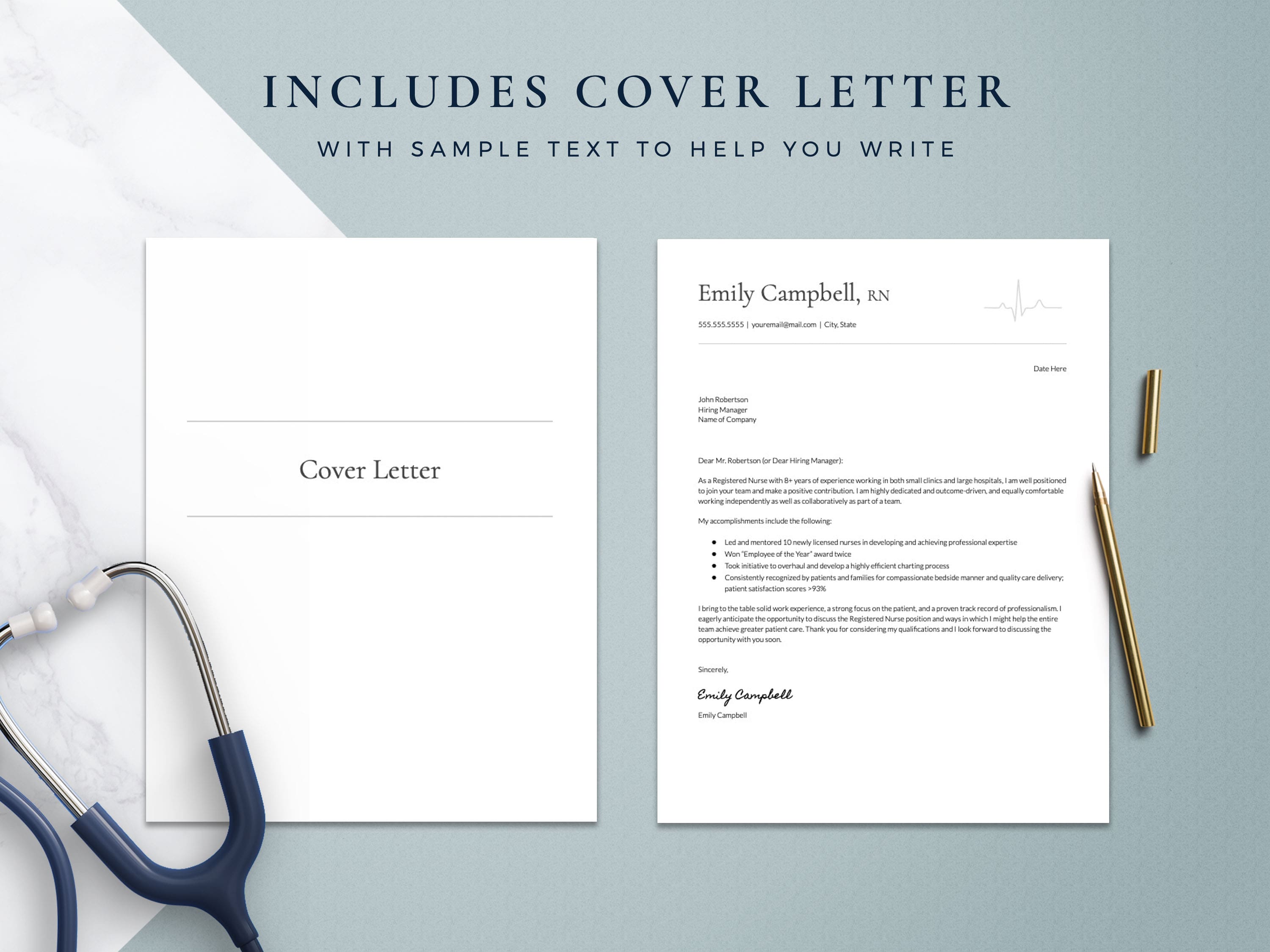 Nursing resume and cover letter template