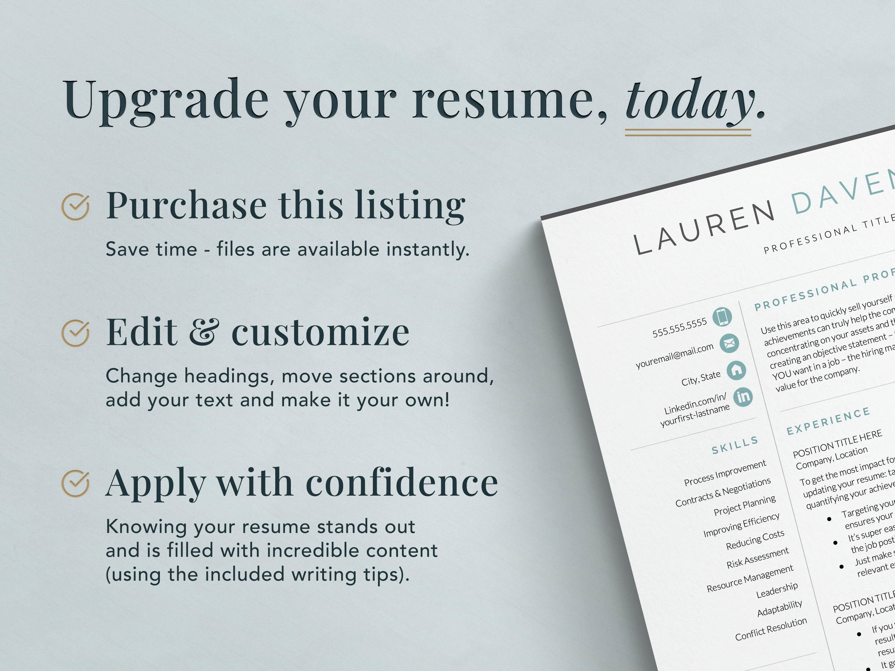 Resume Template for Word & Pages, Marketing and Sales Resume | The Davenport
