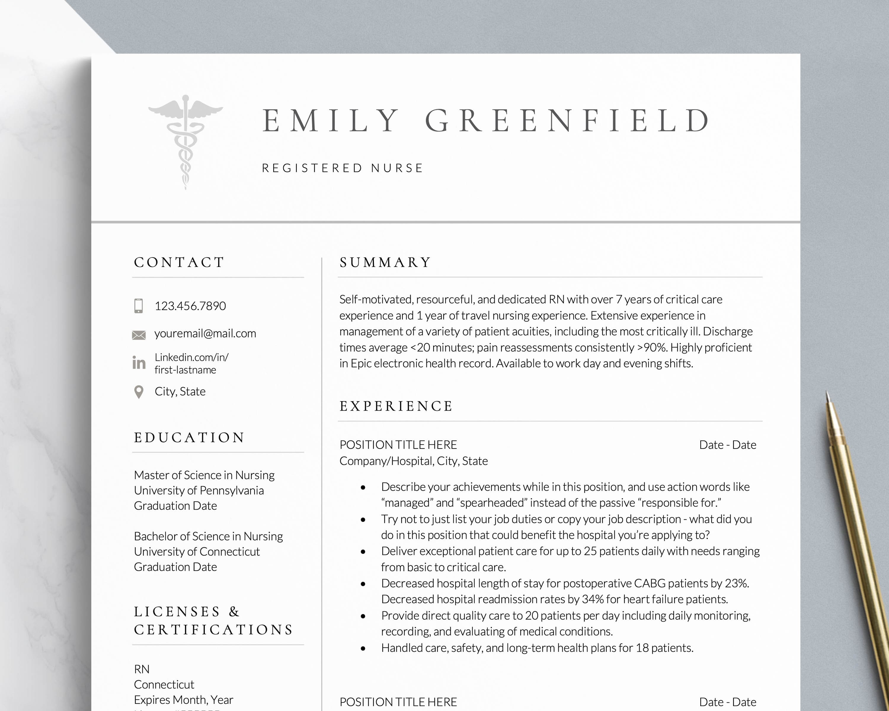 nursing resume template for google docs and word pages