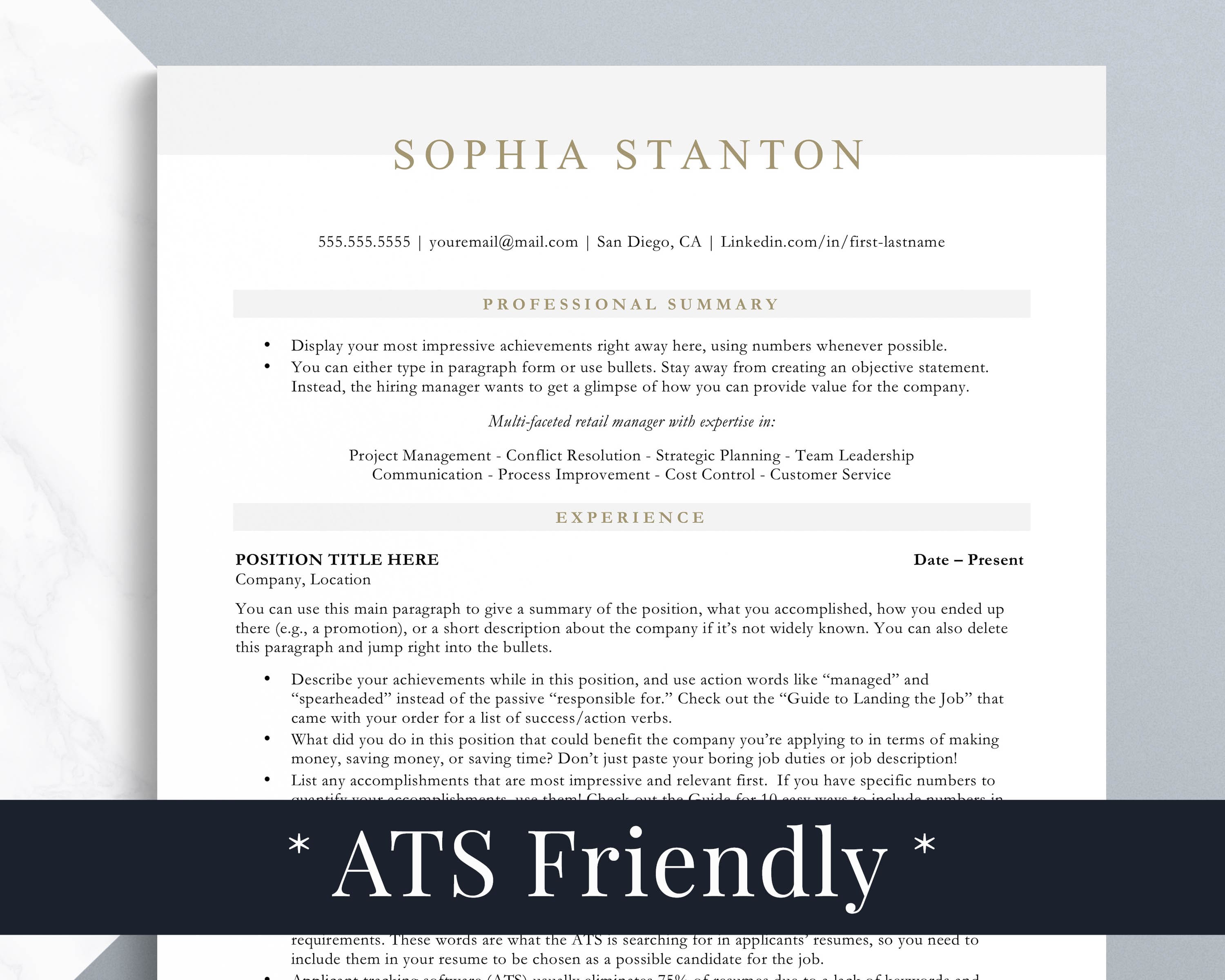 ATS friendly resume format design