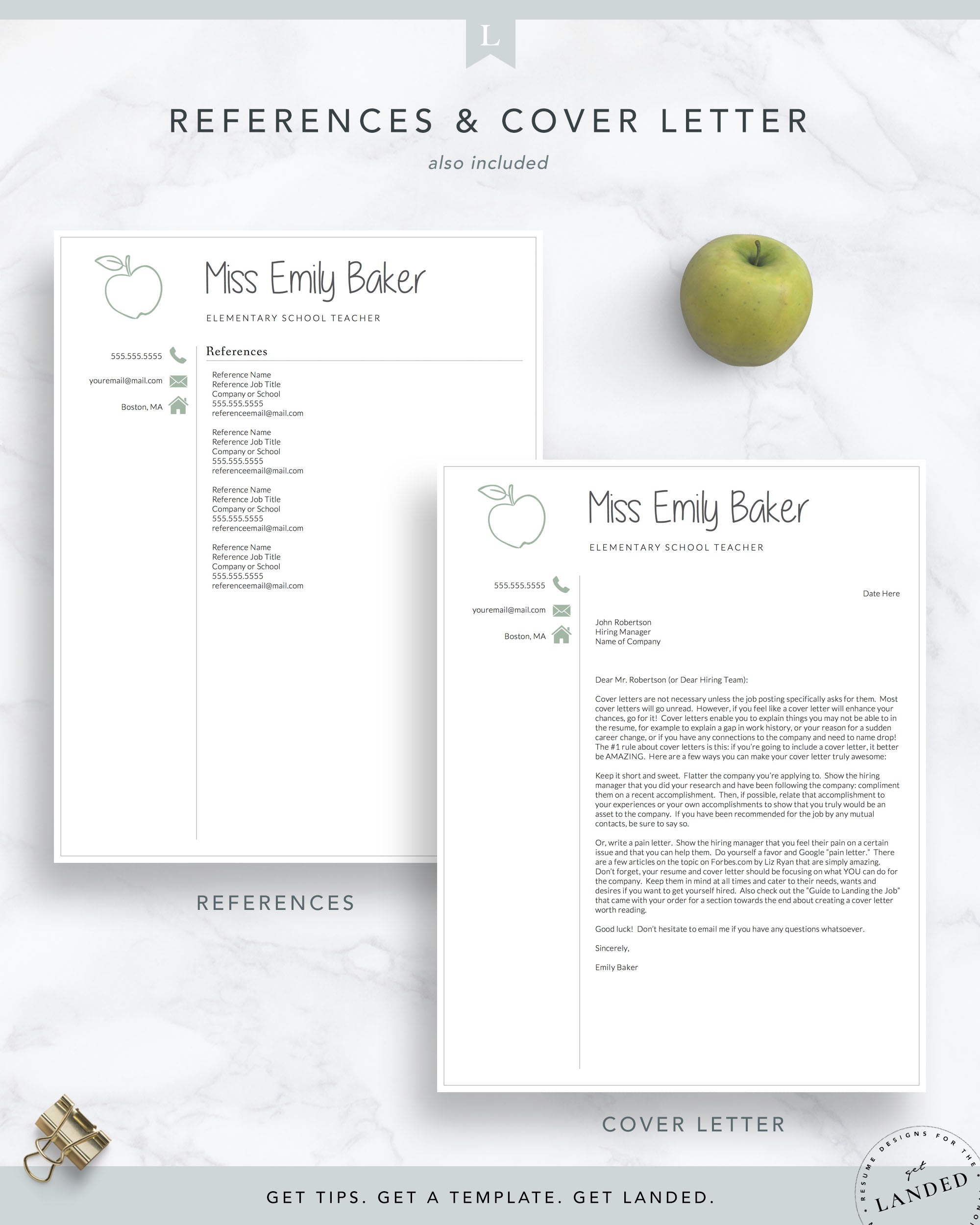 Kindergarten Teacher Resume Template for Word and Pages