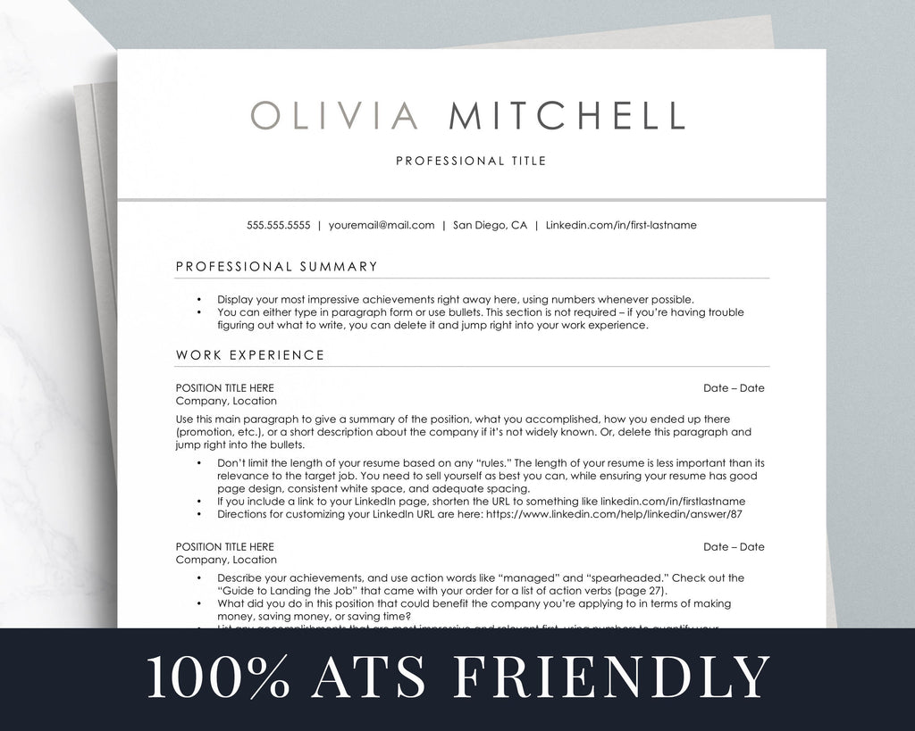 Simple ATS format for freshers and students
