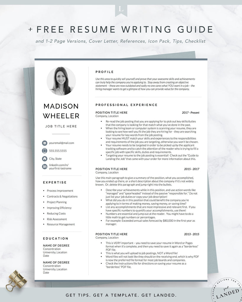 Resume Template with Photo, Picture CV, Photo CV Resume