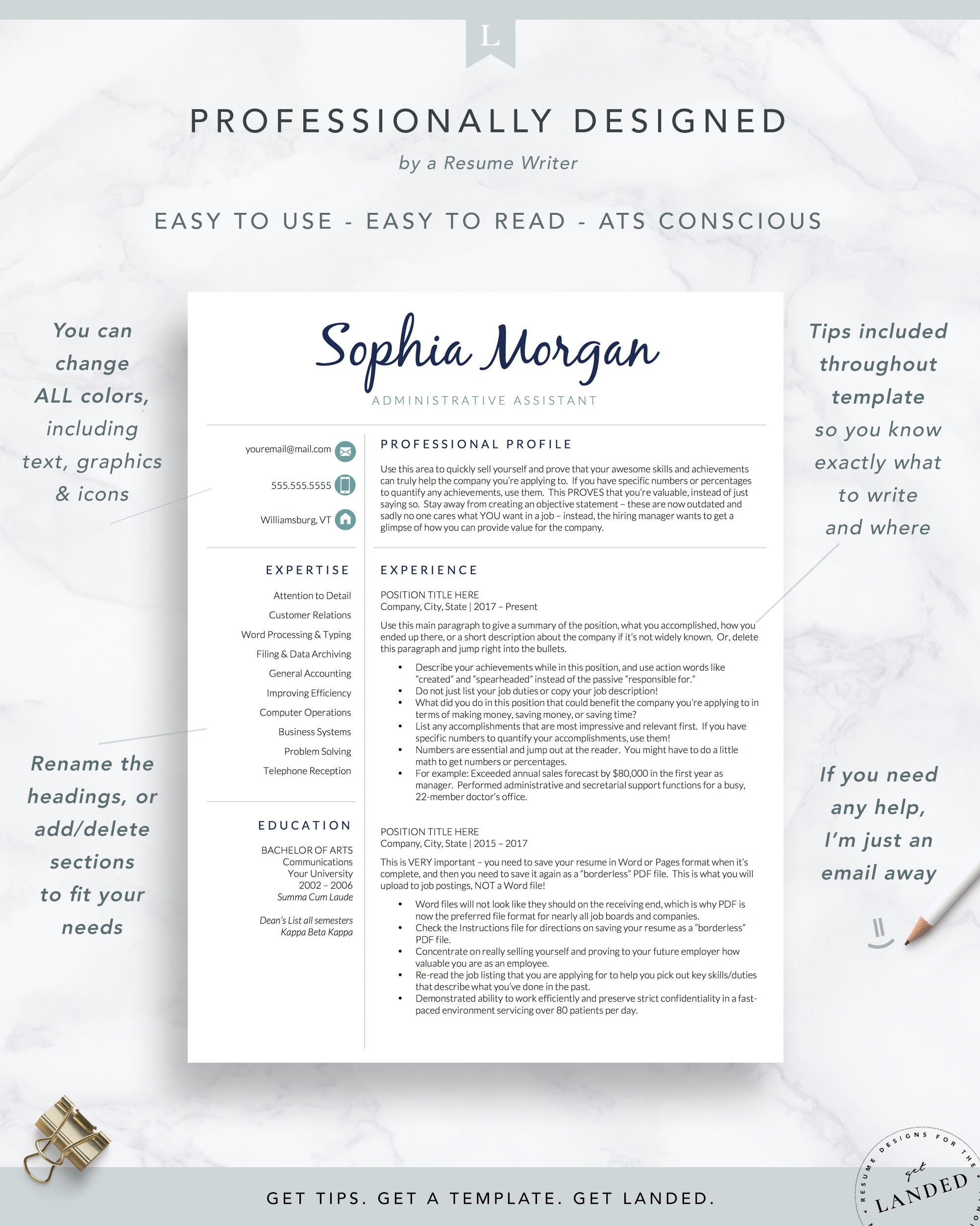 Creative Resume Template | The Sophia