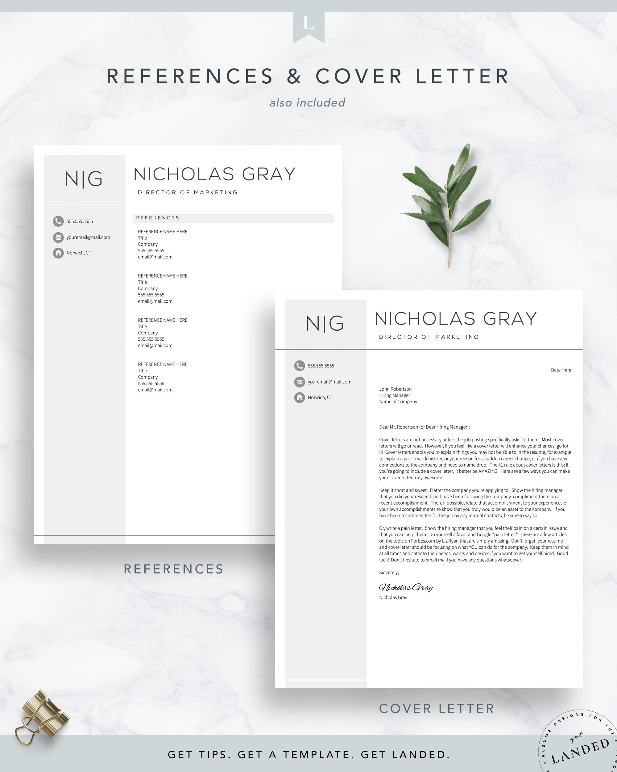 Professional Resume Template for Word and Pages | The Nicholas