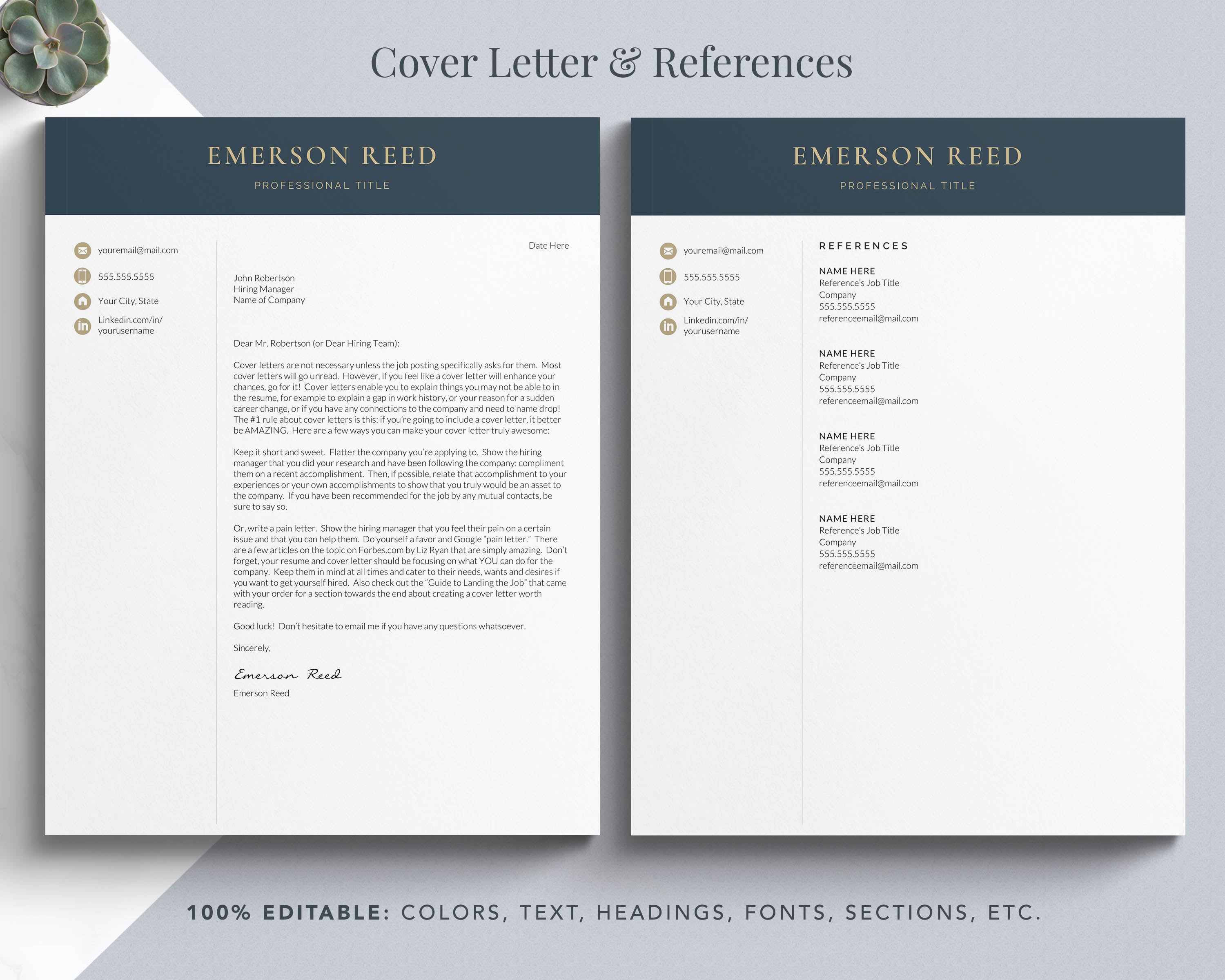 professional resume and cover letter template