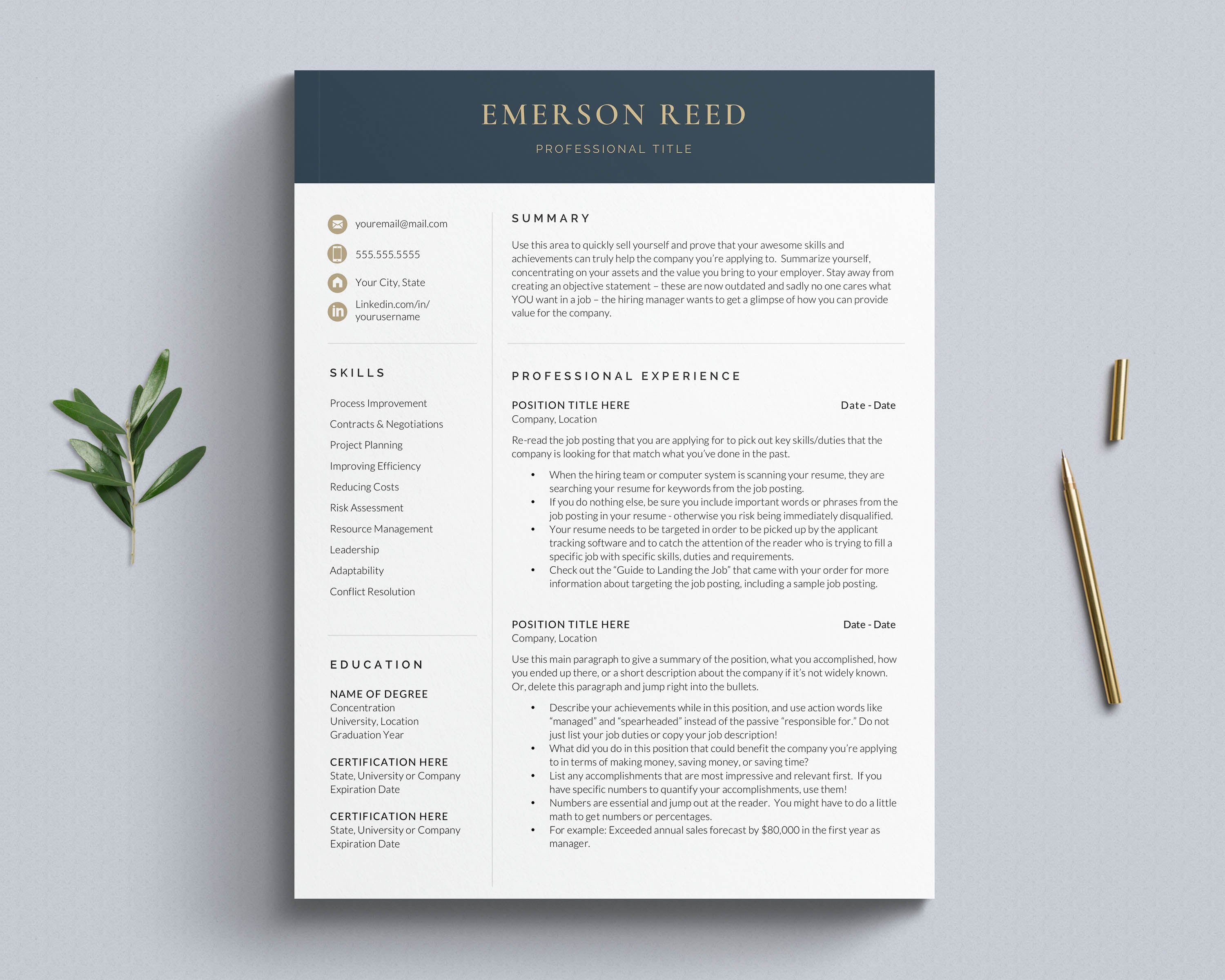 Finance CV Template for Word and Pages