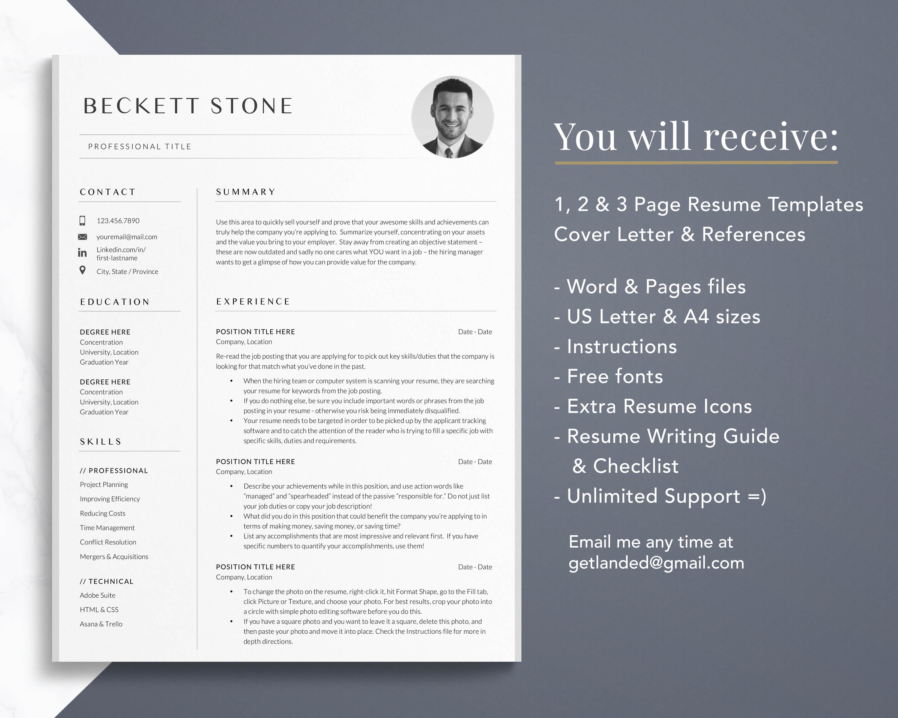 Get Landed Resume Template Includes