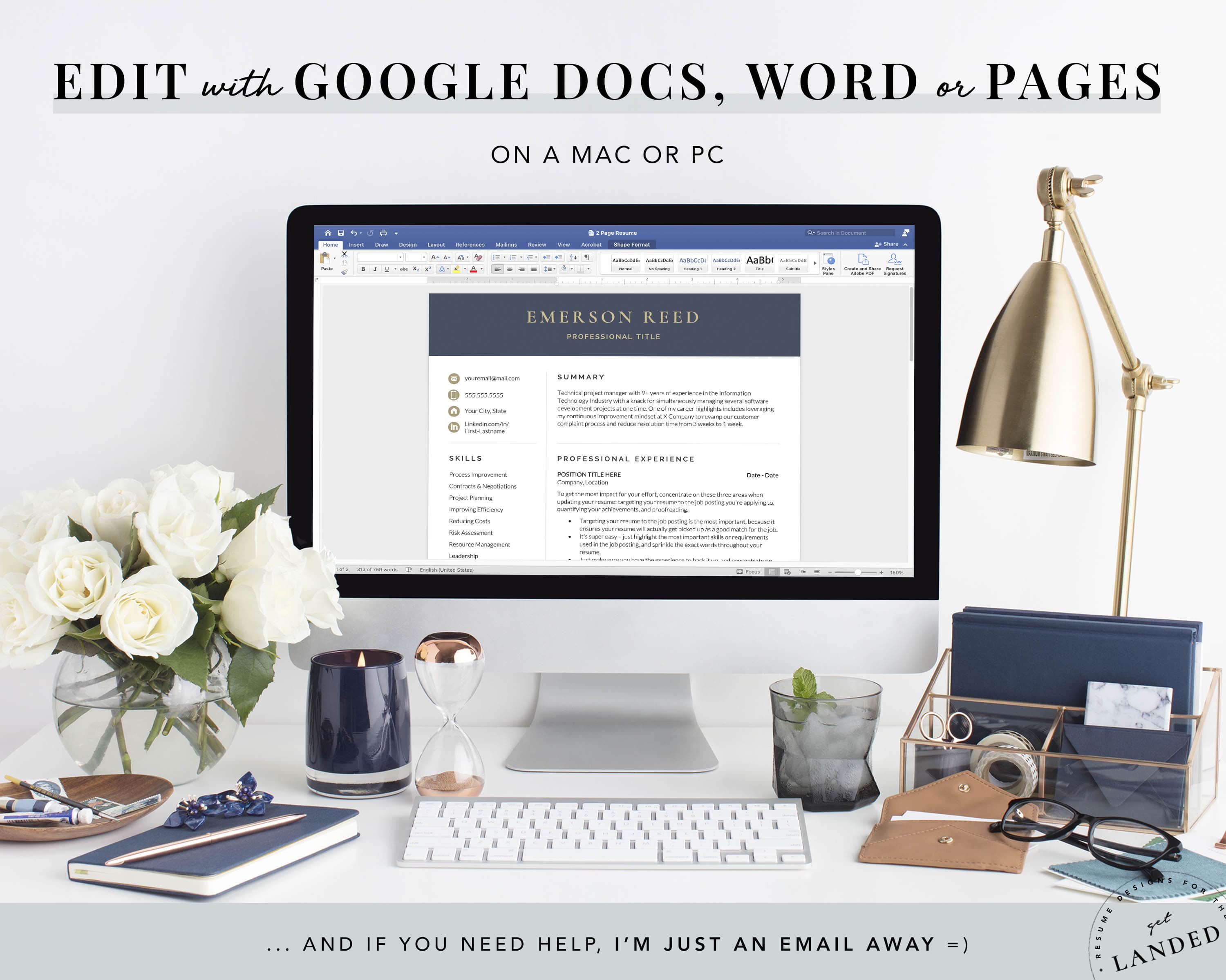 IT resume template word pages google docs