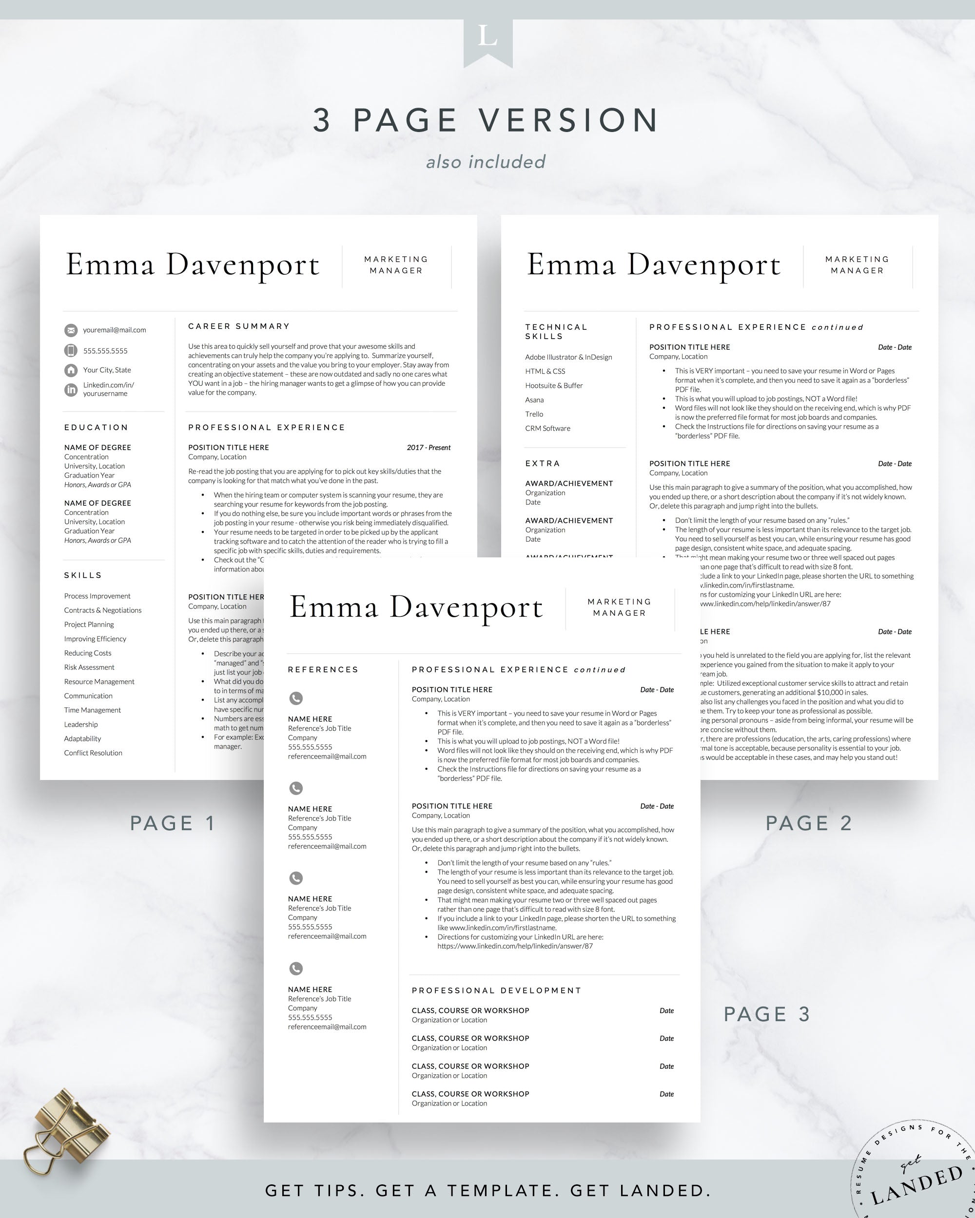 Modern, Clean Resume Template, Professional CV Template | The Emma