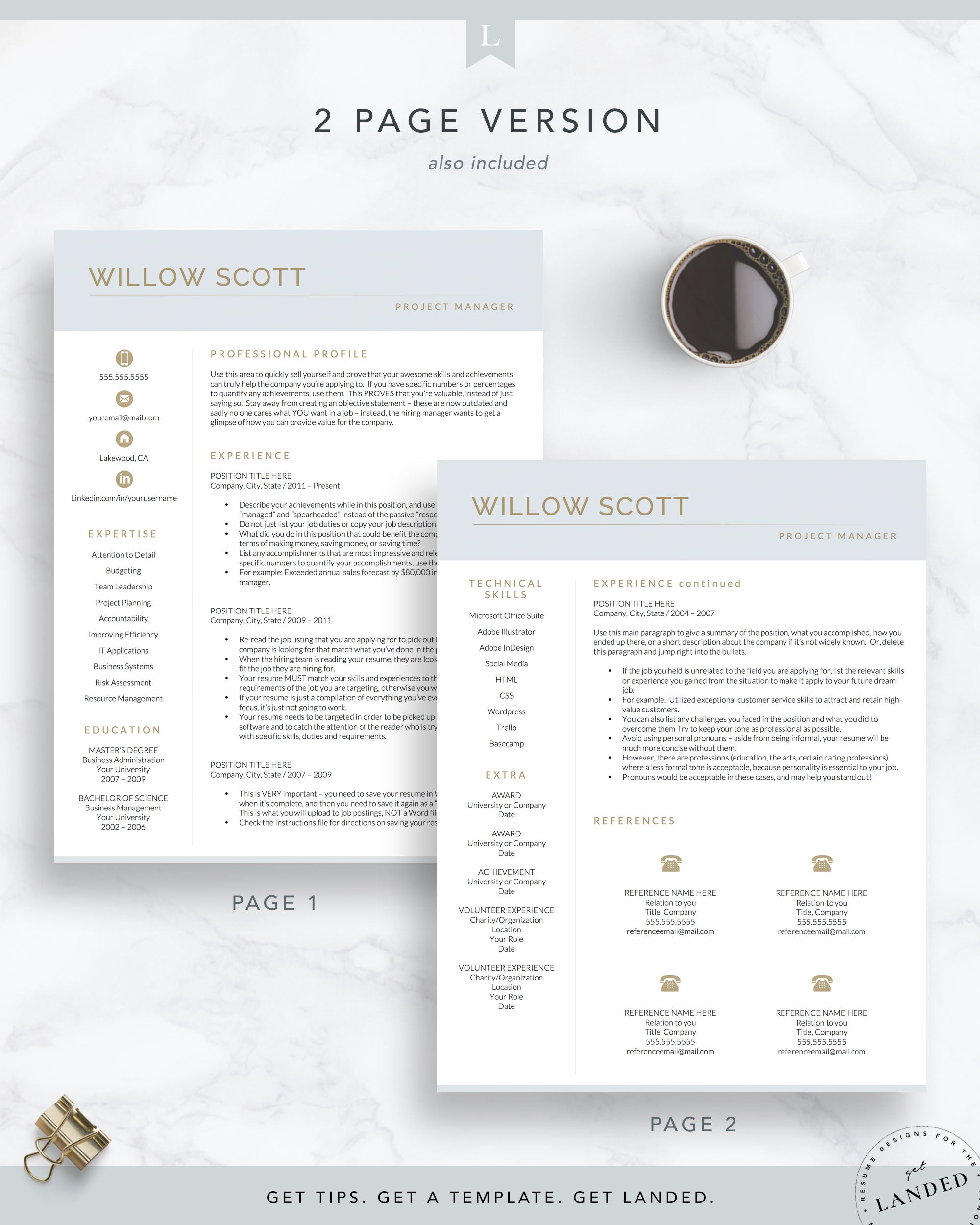 Creative Resume Template for Word and Pages | The Willow