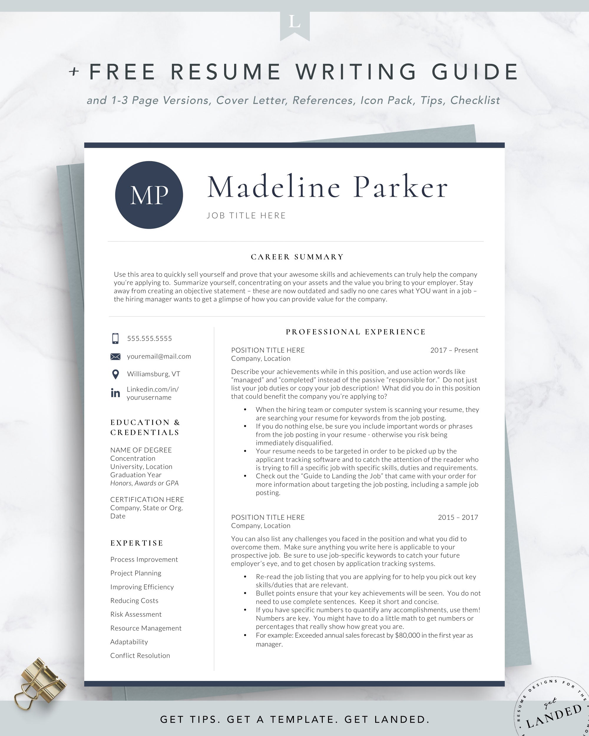 resume template with initials for word, pages