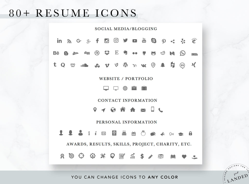 Resume and Social Media Icons