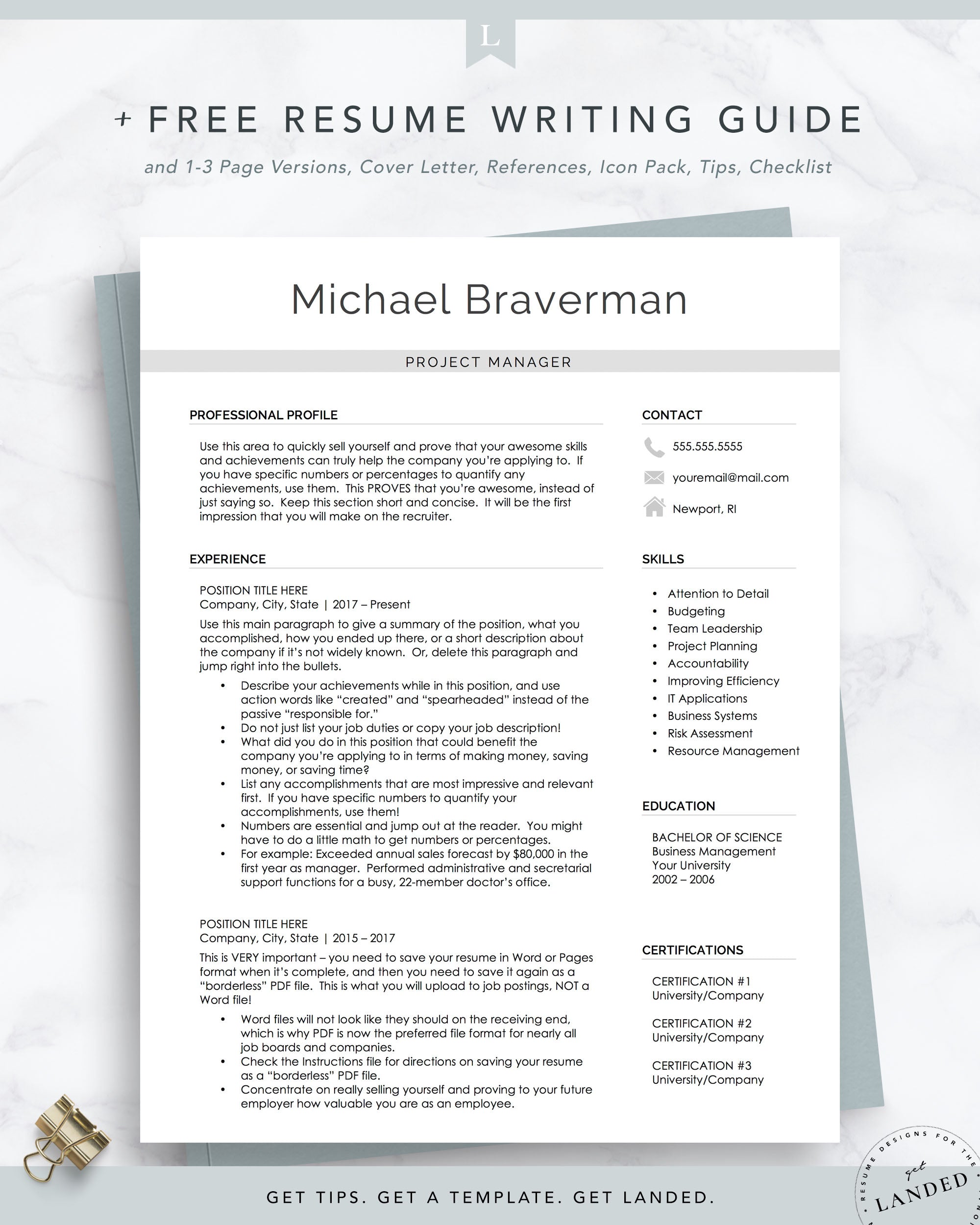 Modern Resume Design for Word and Pages | The Braverman