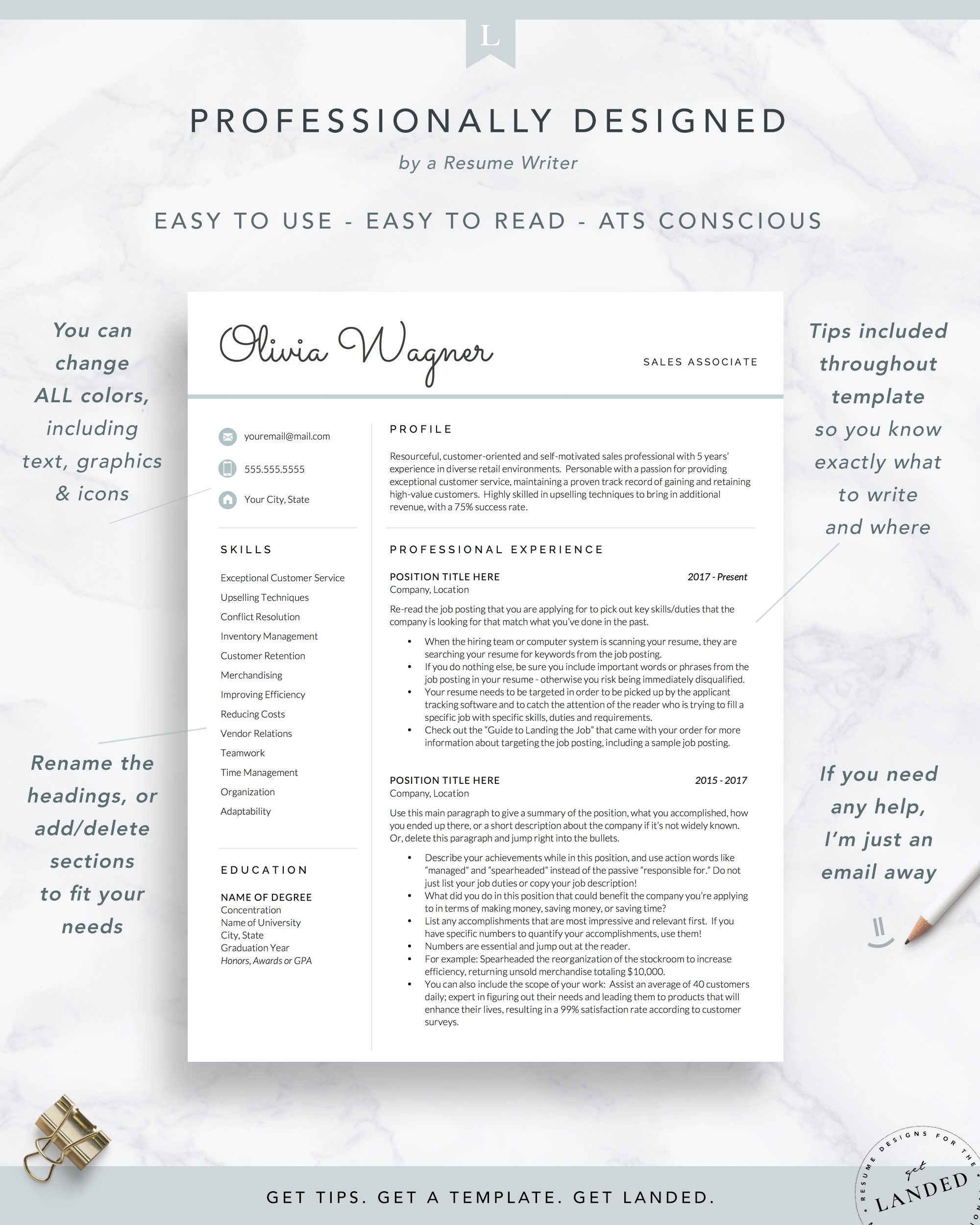 Retail Sales Resume Template | The Olivia