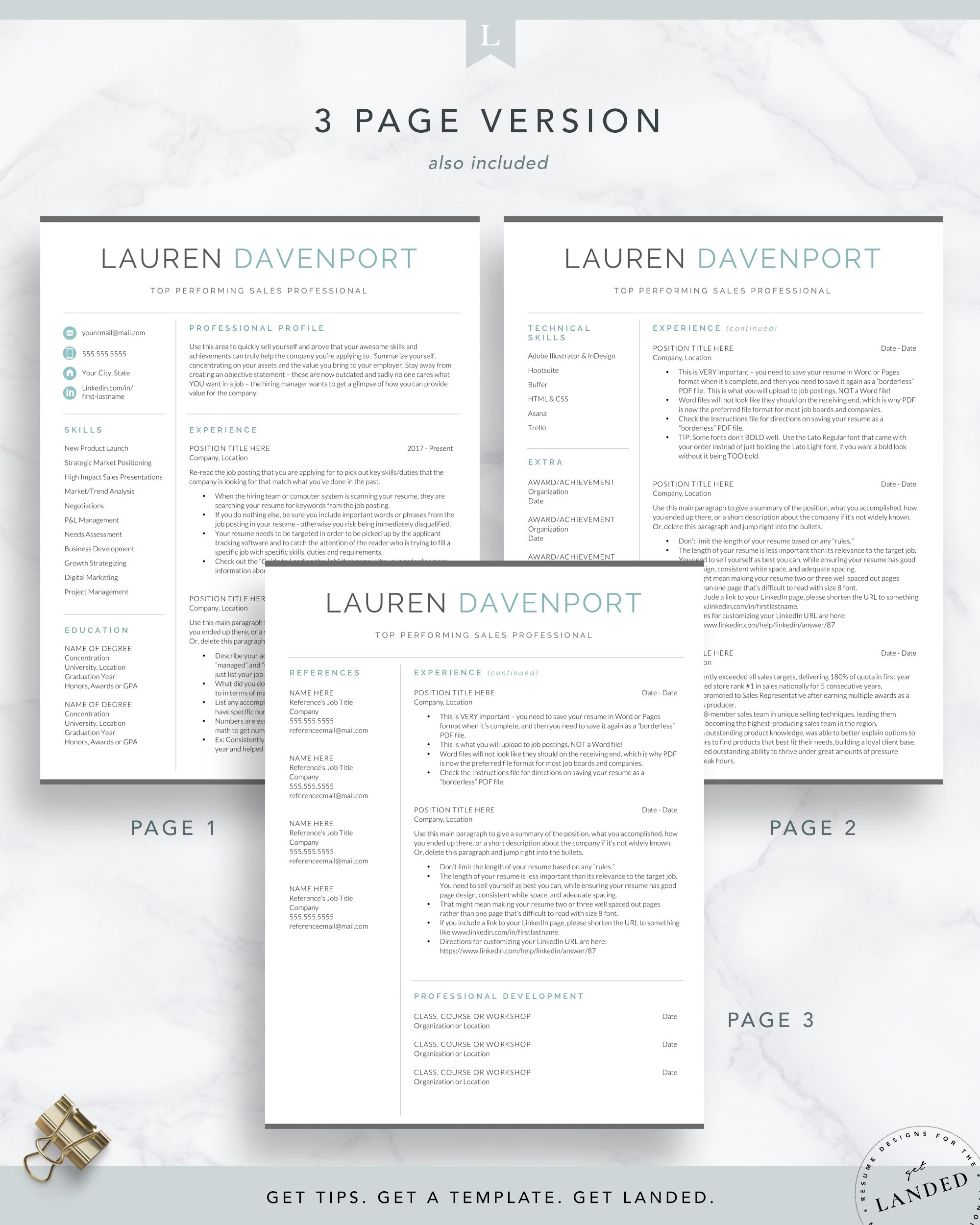Modern Resume Template for Word and Pages | The Lauren