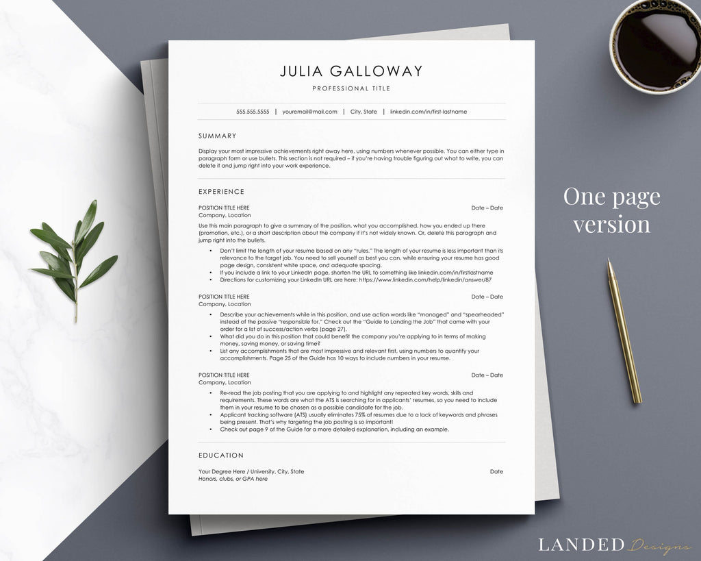 Simple Format of Resume Template