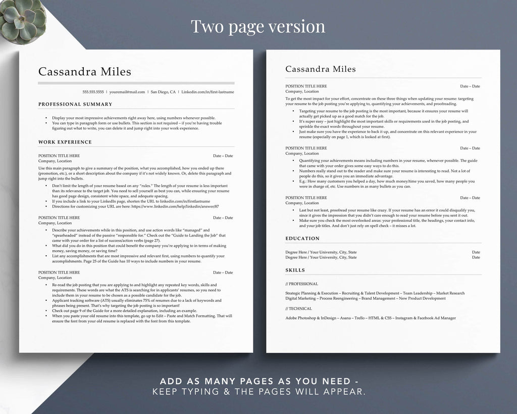 ATS friendly resume template for word apple pages google docs